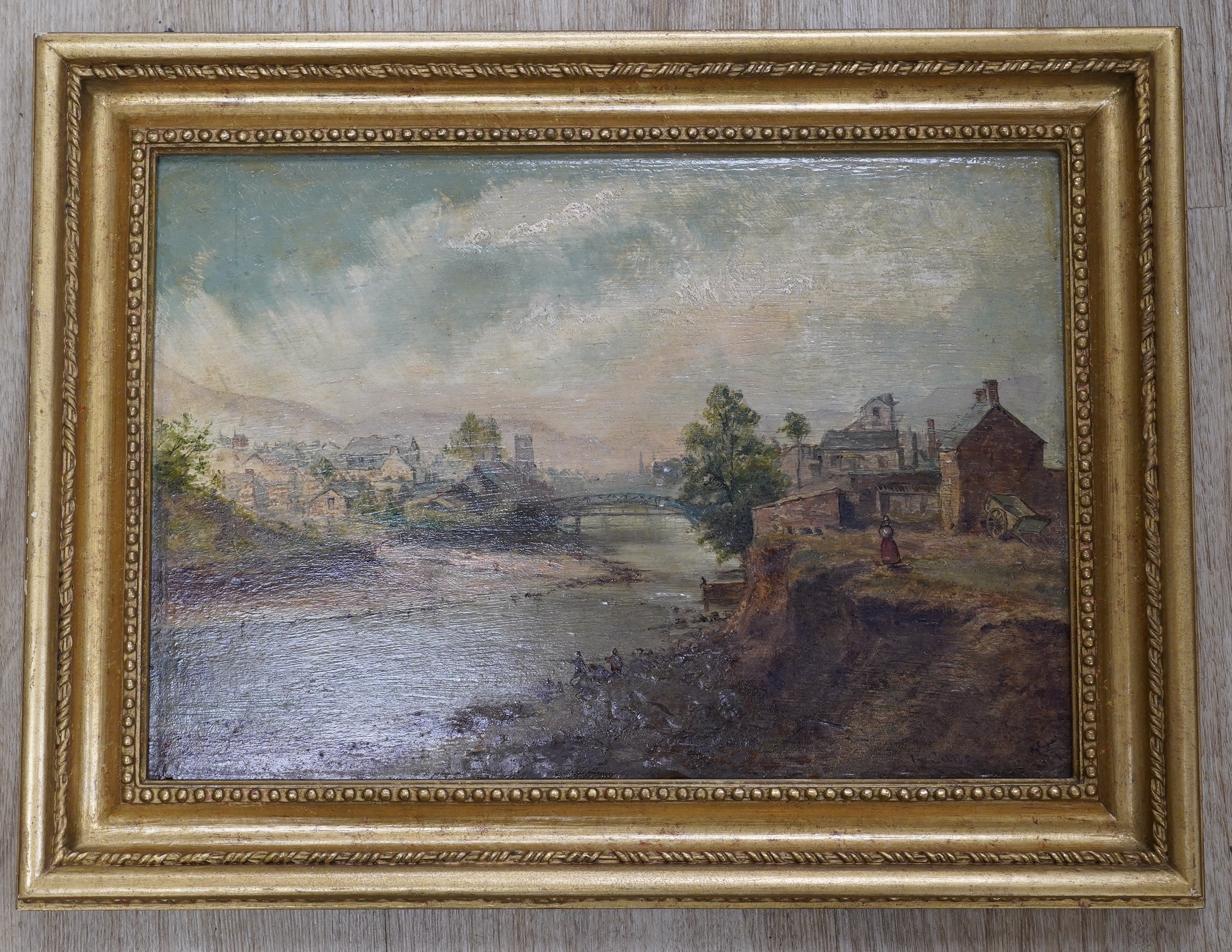 H. Cane (19th/20th. C), oil on board, ‘Merthyr Tydfil’, signed, inscribed verso, 25 x 36cm. Condition - poor to fair, paint bubbling